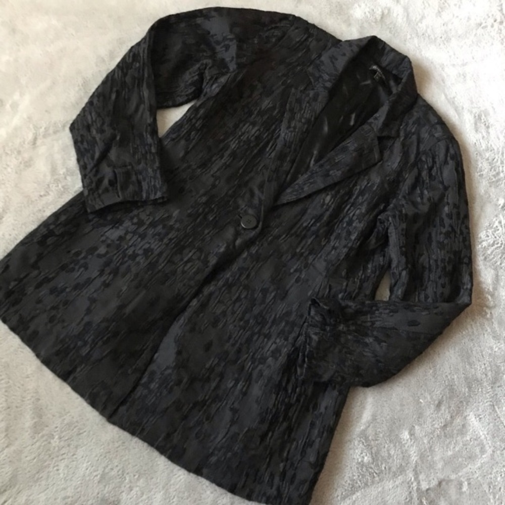 Eileen Fisher water lily Jaquard Chenille Silk Blazer - Picture 6 of 8